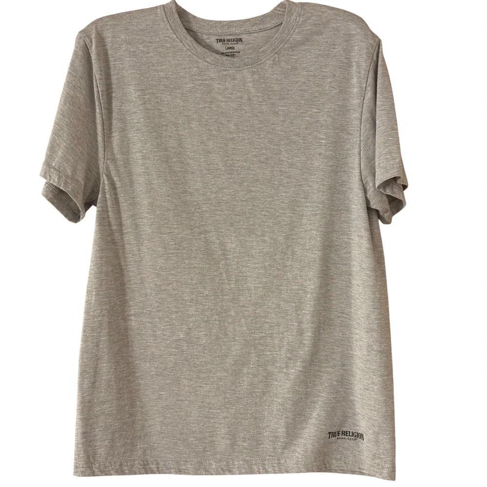 True Religion Mens Gray Crew Neck Short Sleeve T‎ Shirt Casual Top Large EUC